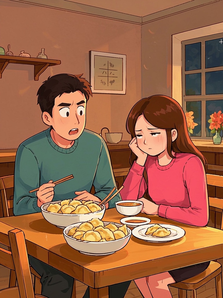 是的，就因为我多吃了一个煎饺